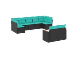 Conjunto de Sofá de Jardim, 5 Peças, Almofadas, Rattan Preto MAISON EXCLUSIVE