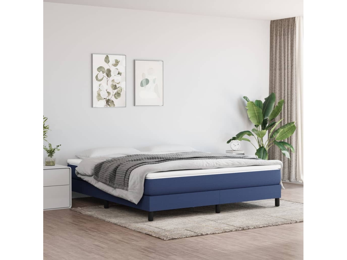 Vidaxl Estrutura de Cama com Molas 160x200 Cm Tecido Azul