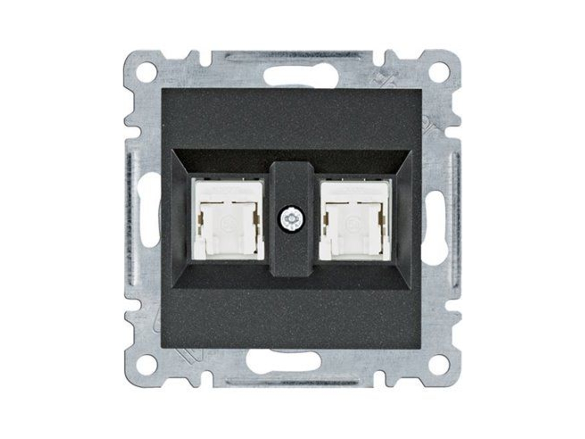 Luz | Soquete Duplo Rj45 Categoria 5e Utp Preto Wl2123 Hager