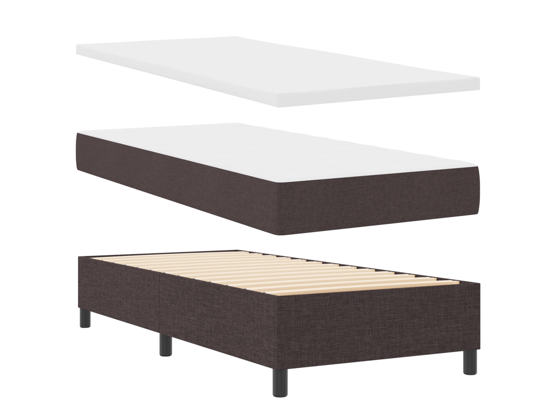 Cama Bocom Colchão & Banco Castanho Tecido Vidaxl Cinzento Fabric (100x200 Cm)