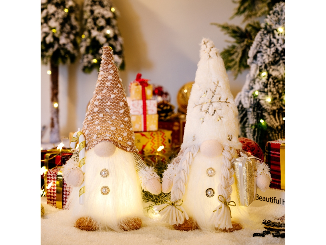 Boneco Rudolf De Natal Iluminado Segurando Bengala De Presente Eoocoo