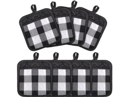 Fundas Antiquemadera de Cuadros Buffalo Con Bolsillo, Alfombrillas Calientes Clásicas de Estilo Rural (branco e Preto)