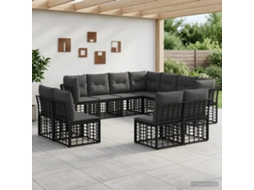 Vidaxl Conjunto De Sofás Para Exterior Preto Poliéster