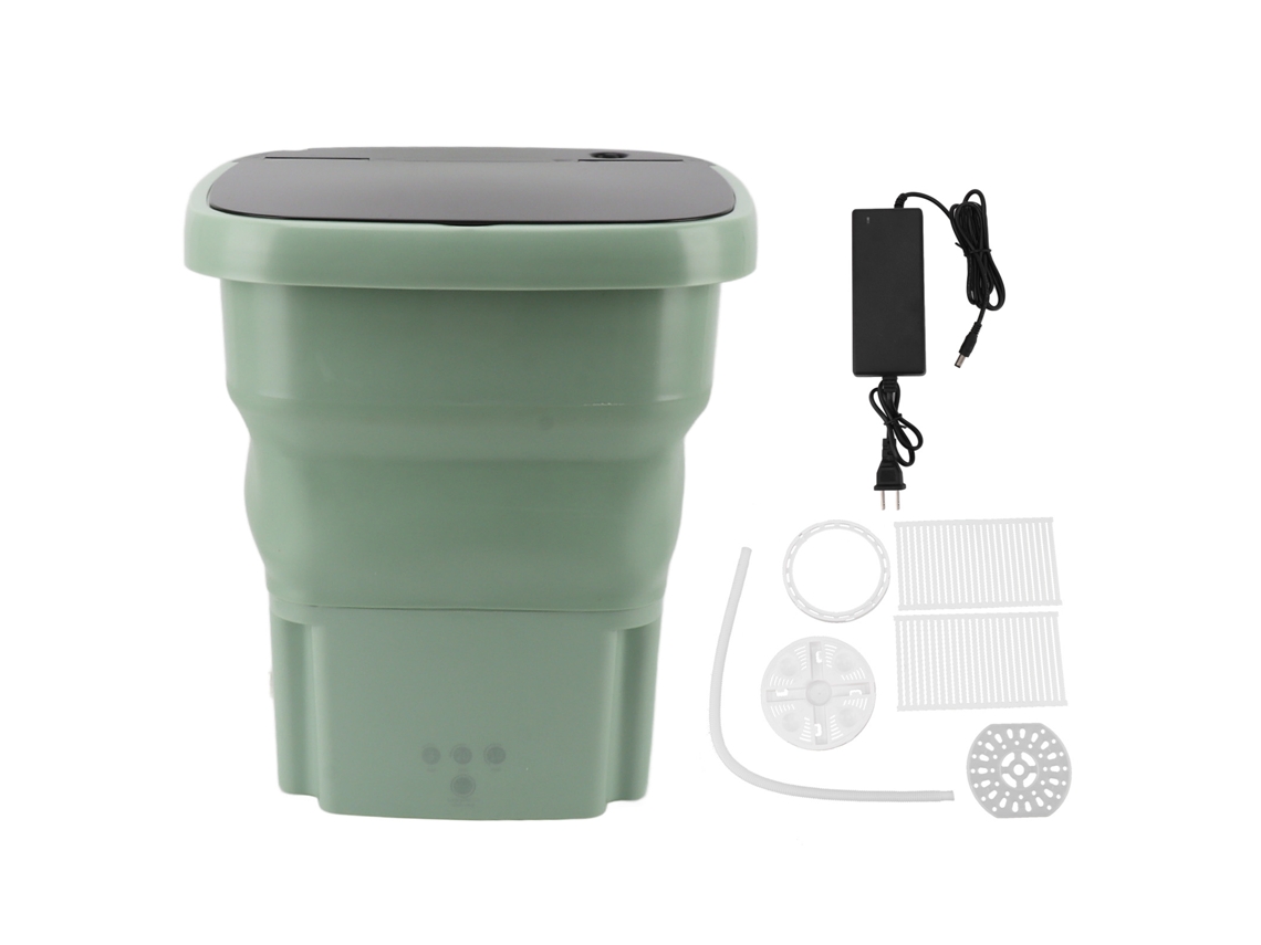 Máquina de lavar portátil dobrável de 15l com boa secagem, 100-240v, verde claro, plug US LAXISCREED