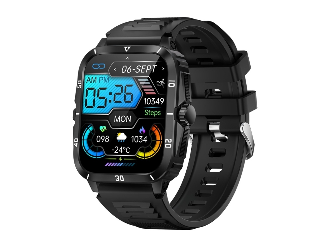 Smartwatch Robusto Com Tela Quadrada Hd De 1,96 Polegadas E Suporte Para Chamadas Bluetooth. Mdug (preto Prata)