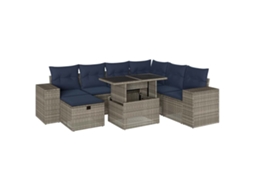 Conjunto de Sofá de Jardim, 8 Peças, Almofadas, Rattan Cinza MAISON EXCLUSIVE