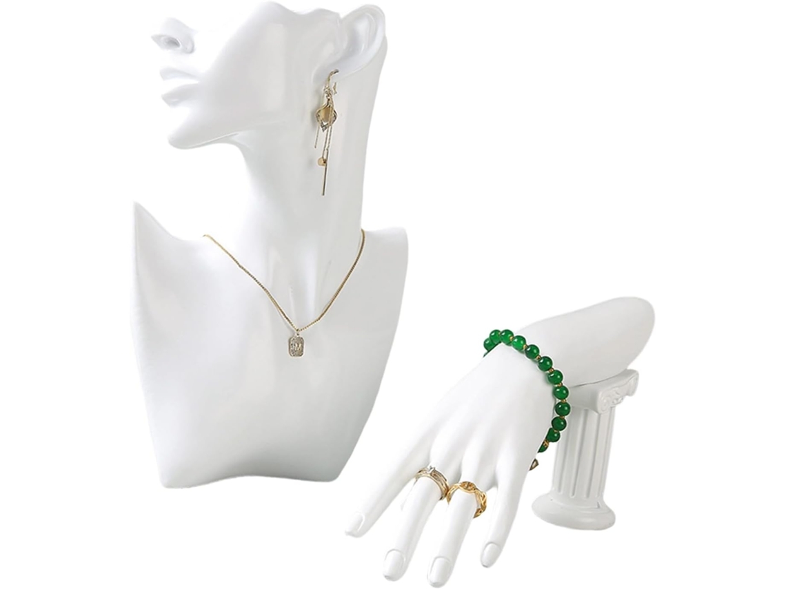 Conjunto De 2 Suportes De Resina Resistentes Para Exibir Colares E Brincos.
