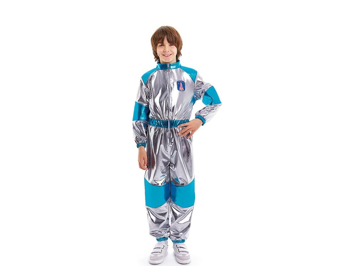 Fato de astronauta prateado e azul para criança