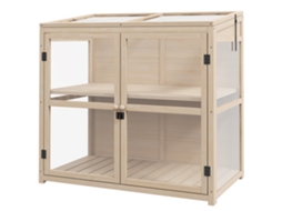 Estufa de Madeira de 2 Níveis com Porta Dupla, Claraboia, 103x61x103cm BTFORUS