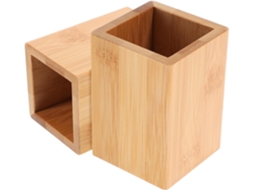 Conjunto de 2 Porta canetas Bambu, Organizador Multifuncional para Mesa, Porta lápis e Maquiagem, Suporte Comp