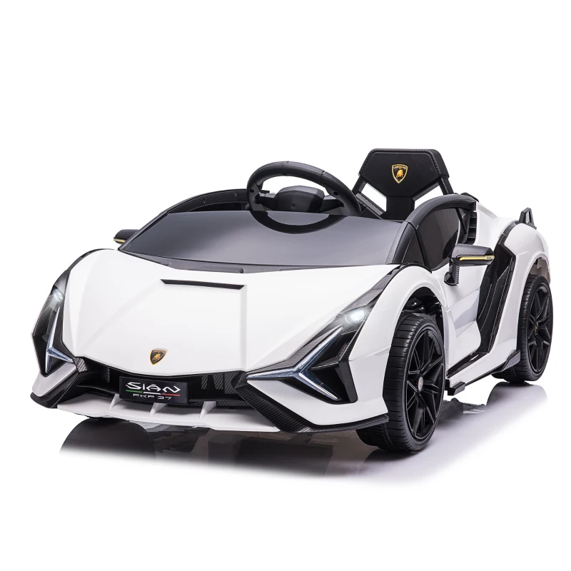 Carro Elétrico para Crianças Lamborghini Sian Suv 3 a 8 Anos Máx 25kg 12v 3 a 5 Km/h, com Comando, Buzina e Música branco