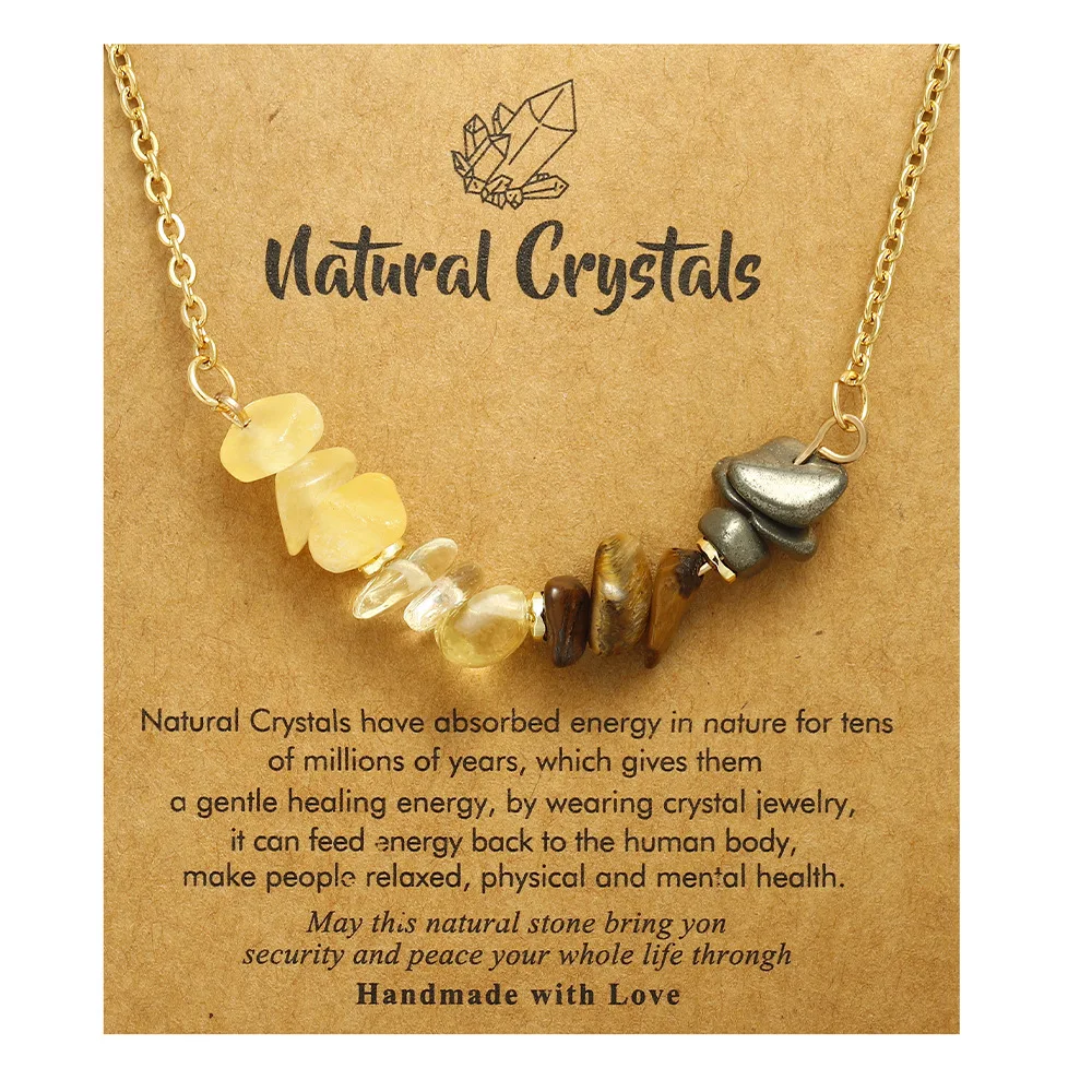 Colar com Pedras Preciosas Dos Sete Chakras , Corrente de Aço Inoxidável. MDUG (chakra do Plexo Solar)
