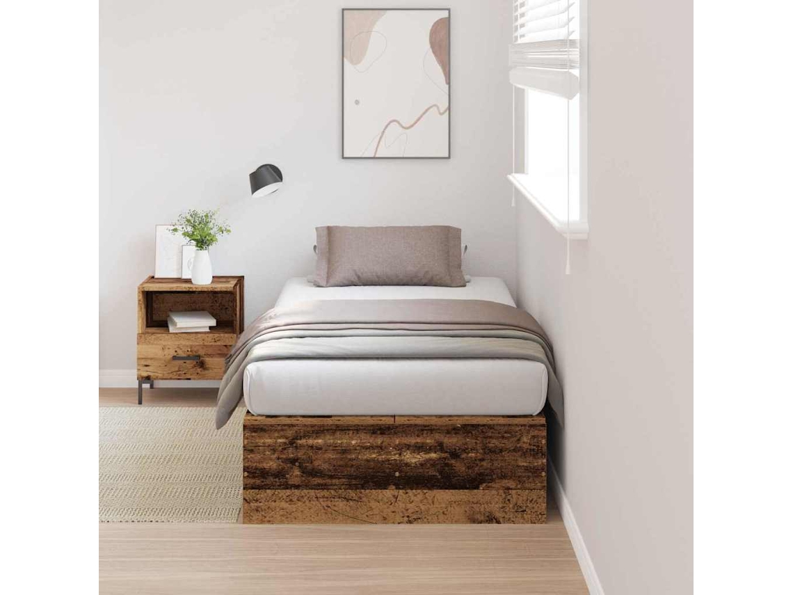 Vidaxl Estrado De Cama Com Arrumação Madeira Antiga 100 X 200 Cm