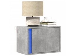 Vidaxl Mesa De Cabeceira De Parede Com Luzes Led Cinzento Cimento