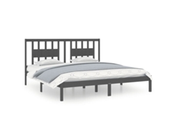 Estrutura de Cama 200x200 Cm Pinho Maciço Cinzento MAISON EXCLUSIVE