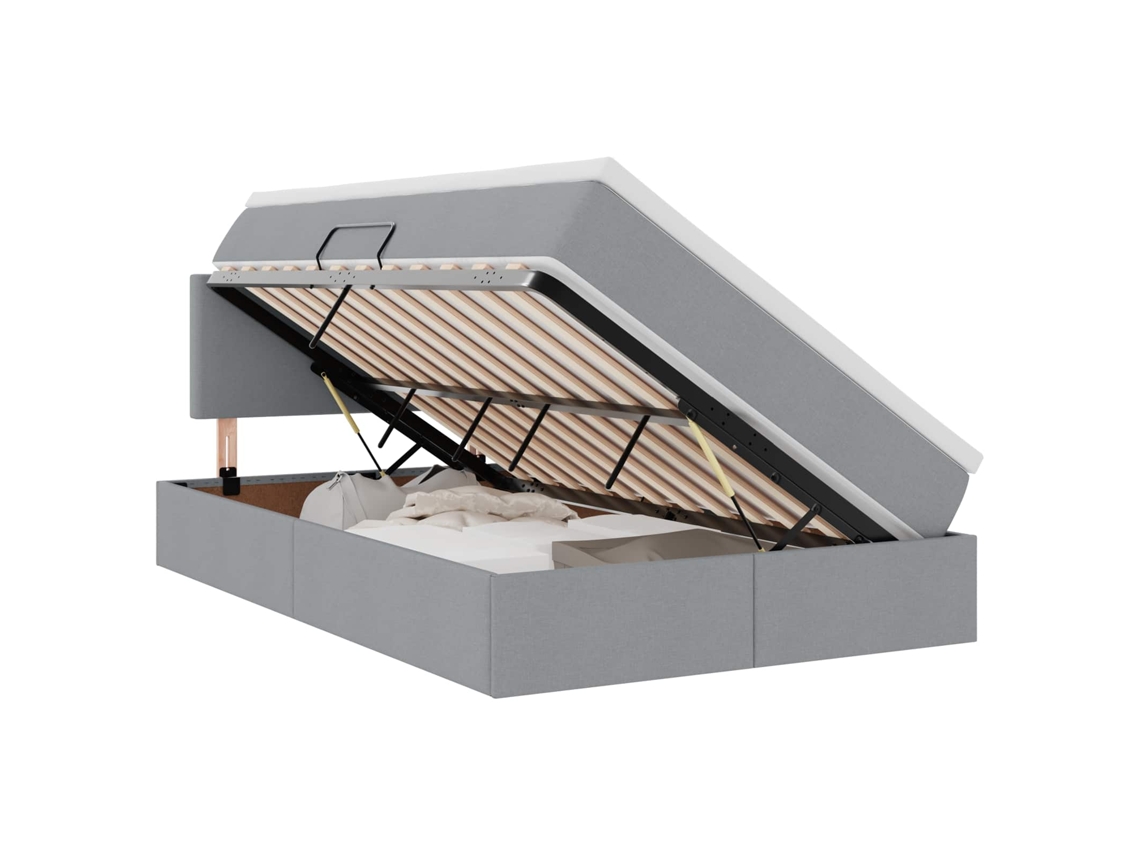Cama com Arrumação e Colchão Cinzento Claro MAISON EXCLUSIVE (120x190 cm)