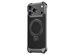 Capa De Couro Para Iphone 17 Pro Com Suporte De Anel Magsafe Sem Bordas.