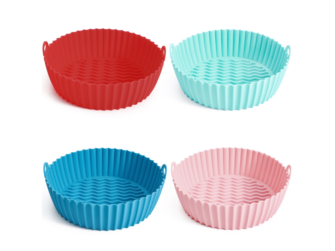 Conjunto De 4 Moldes De Silicone Reutilizáveis​​ Para Fritadeira A Ar De 7, 5 Polegadas