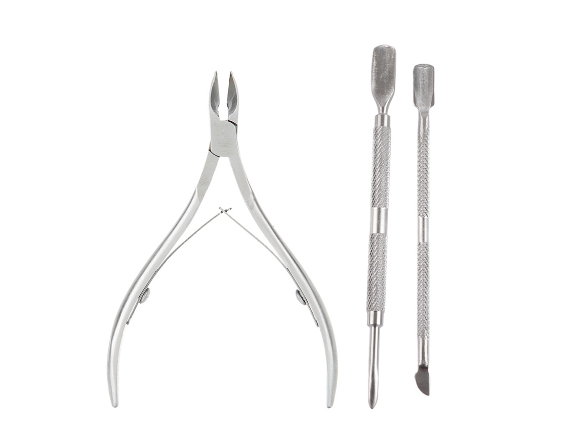2026altiro-3pcs Tijeras De Cutículas De Acero Inoxidable Set De Herramientas De Manicura Con Empujador De Acero
