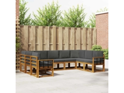 Vidaxl Conjunto De Sofás Para Exterior 9 Unid. Natural E Antracite