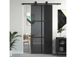 Vidaxl Porta Deslizante 90x205 Cm Vidro Temperado E Alumínio Preto