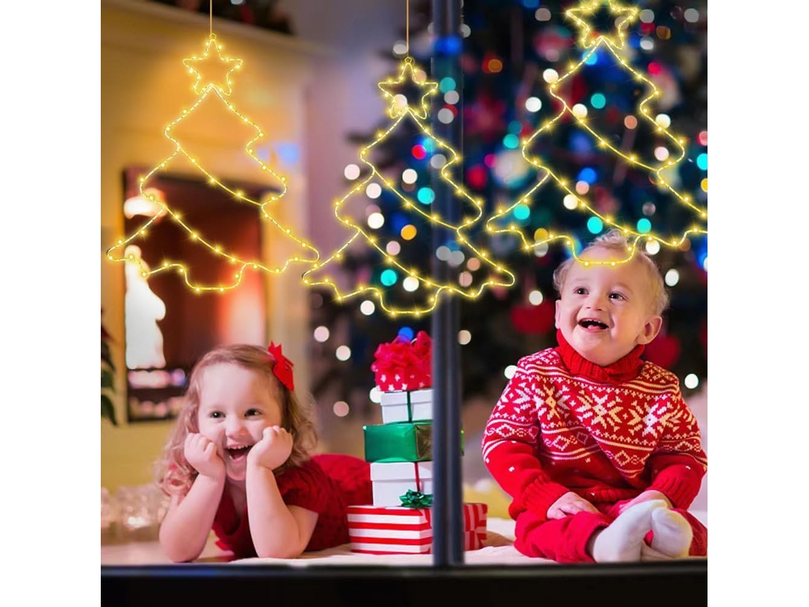 Luzes De Natal Para Janela De 55 Leds, 8 Modos E 3 Ganchos De Janela SUNNY SPACES