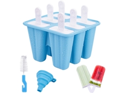 Forma De Silicone Para Sorvete Com 6 Cavidades, Livre De Bpa, Forma Para Picolé Faça Você Mesmo Com 1 Funil Dobrável E Escova De Limpeza
