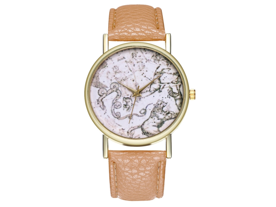 Relógio de quartzo estilo vintage para negócios com pulseira de couro PU bege, ideal para estudantes.