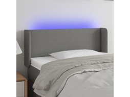 Cabecero con luces LED, tela, 103x16x78/88cm, gris oscuro