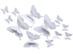 Adesivos De Parede 3d De Borboletas, Pvc Branco, Asas Duplas, 12 Peças, Fáceis De Aplicar.