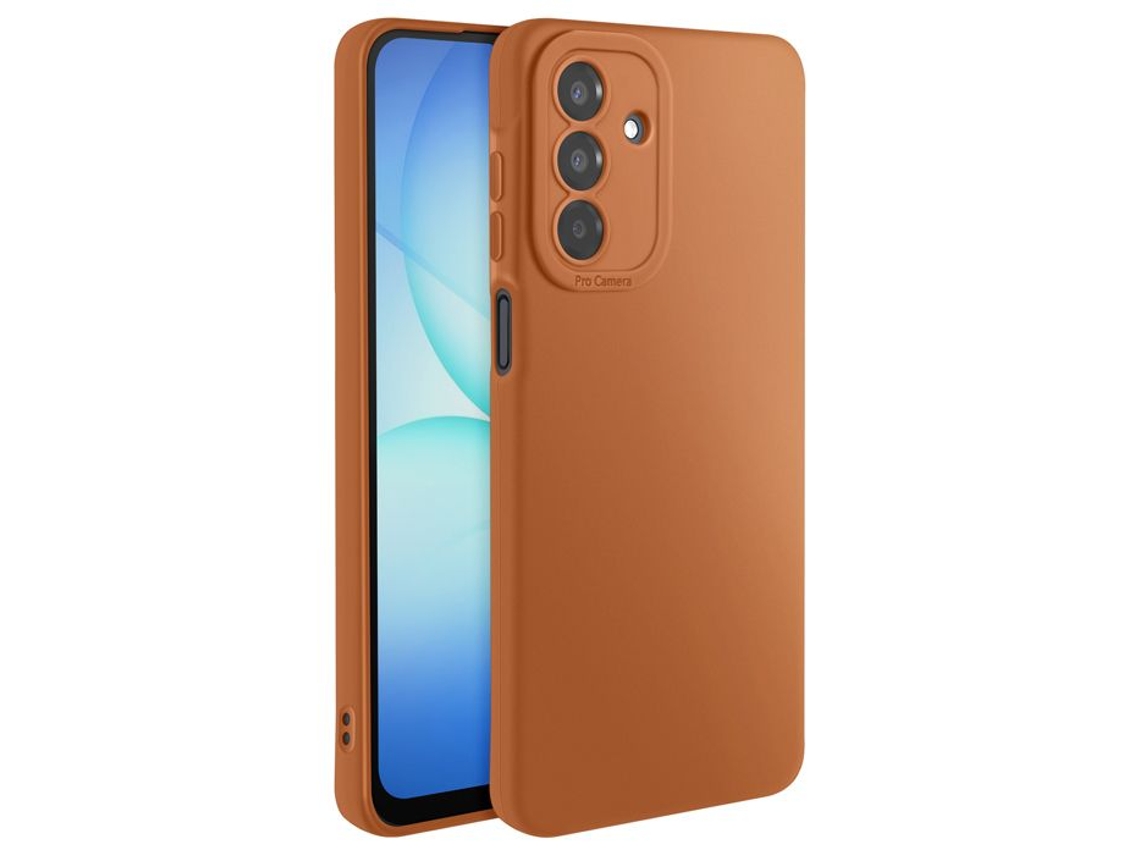 Capa De Silicone Para Galaxy A17 Com Reforço No Bloco Da Câmera Na Cor Marrom.