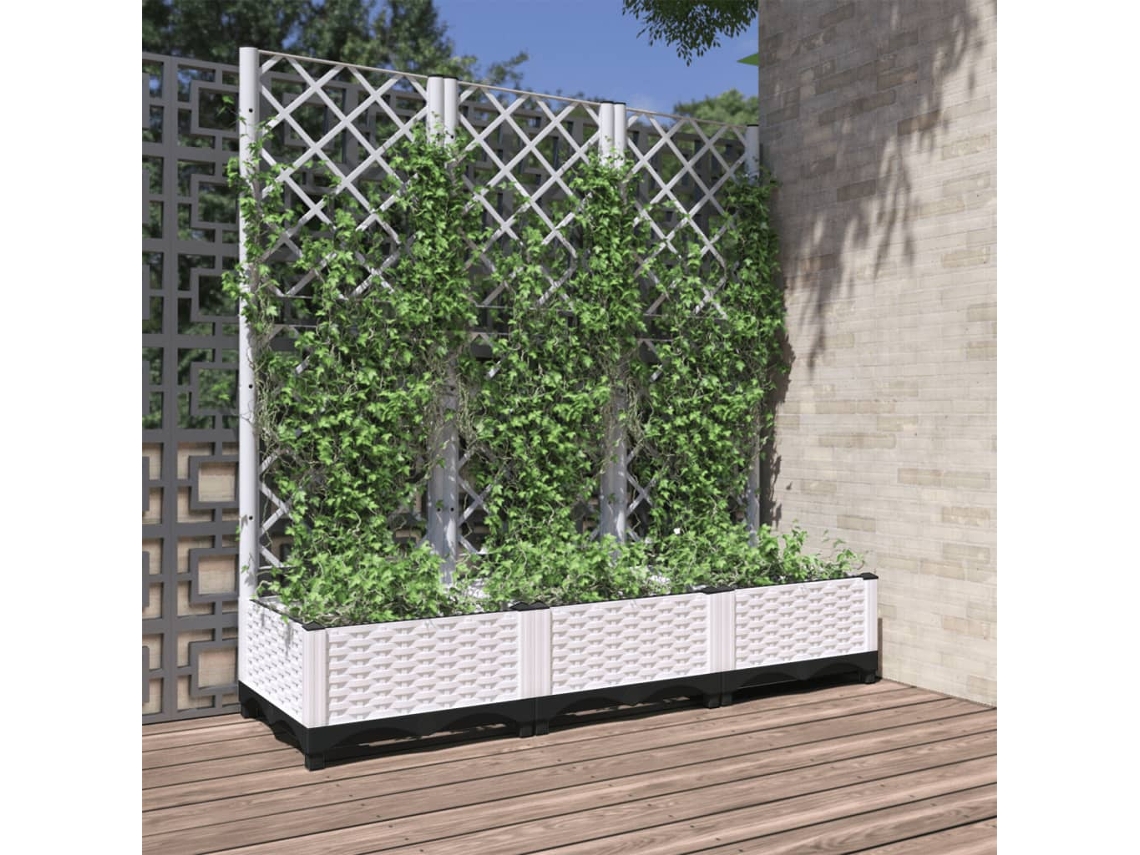 Vidaxl Vaso De Jardim Com Treliça Branco 120x40x121,5 Cm Pp
