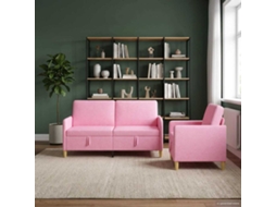 Vidaxl Conjunto De Sofá Com Armazenamento 2 Unid. Rosa Poliéster