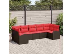 Vidaxl Conjunto De Sofá De Jardim 7 Unid. Castanho