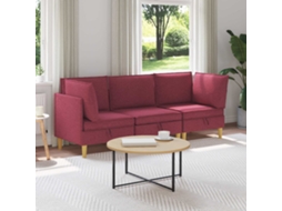 Vidaxl Conjunto De Sofá Modular Com Armazenamento 3 Pcs Vinho Vermelho