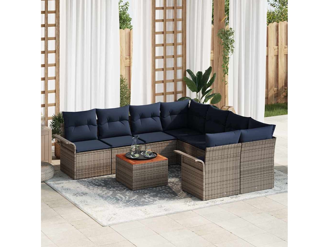 Vidaxl Conjunto De Sofá De Jardim 9 Unid. 8-número De Lugares