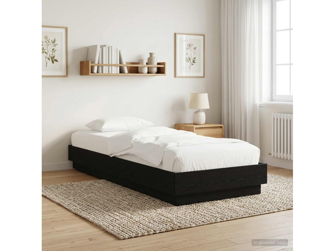 Vidaxl Estrado De Cama Carvalho Preto 80 X 200 Cm Derivados De Madeira