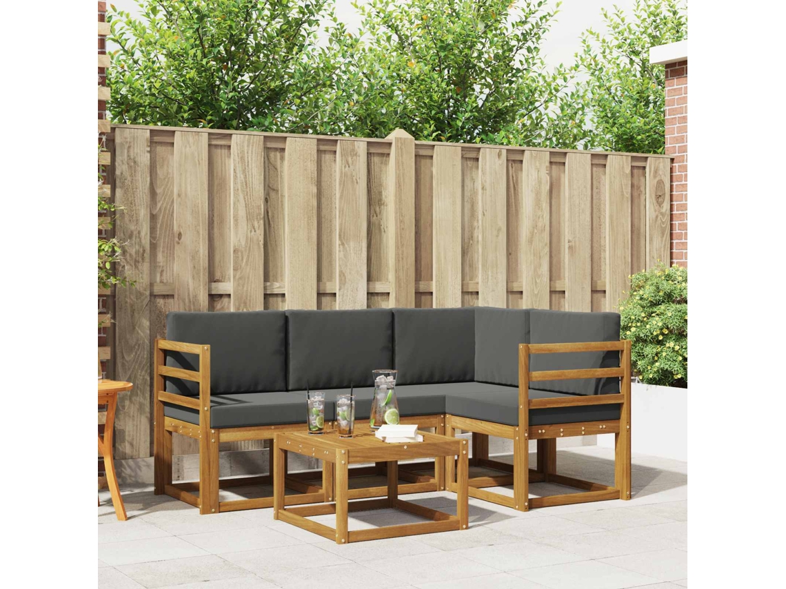 Vidaxl Conjunto De Sofás Para Exterior 5 Pcs Natural E Antracite