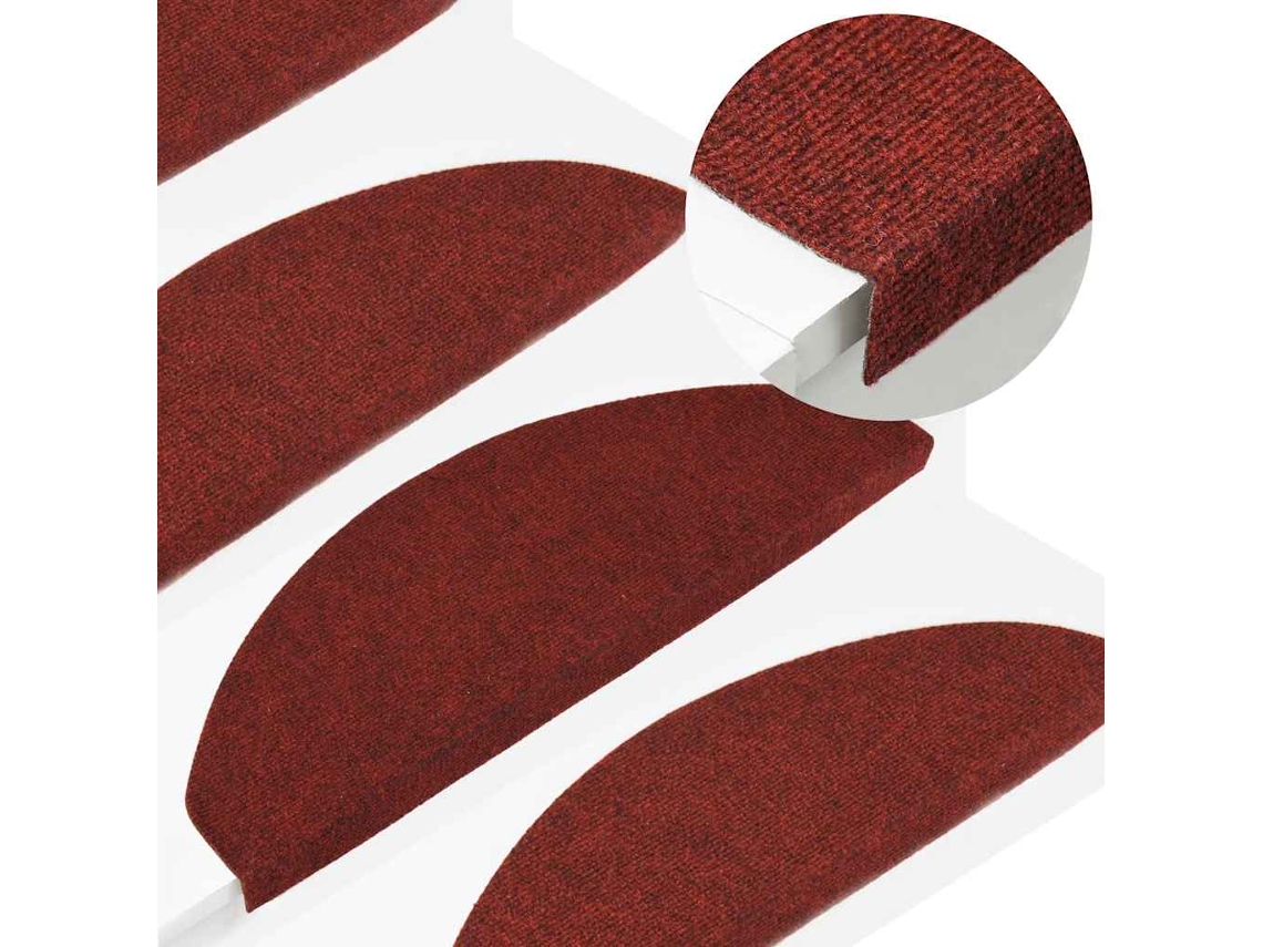 Tapetes De Escada Autoadesivos 15 Pcs 65x22,5x3,5 Cm Vermelho