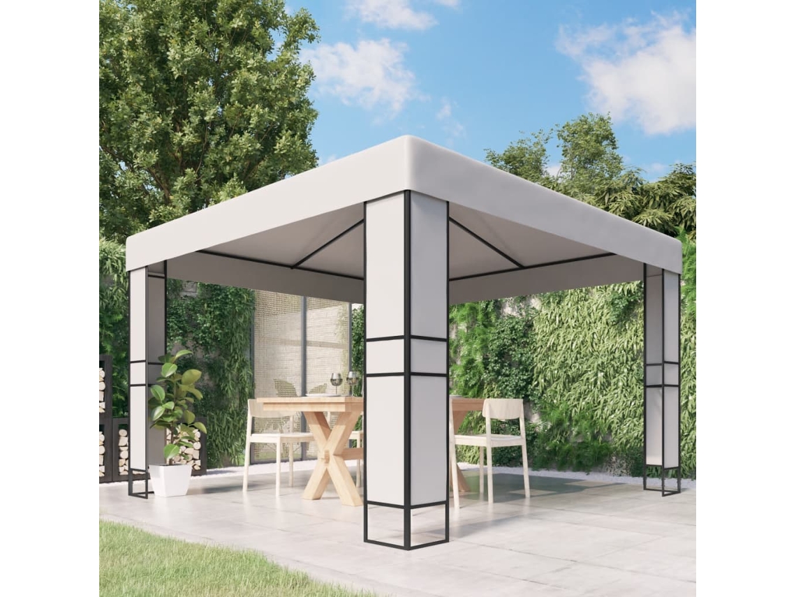 Vidaxl Gazebo Com Telhado Duplo 3x3 M Branco
