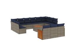 Conjunto de Sofá de Jardim com 16 Peças e Almofadas em Rattan Sintético Cinza MAISON EXCLUSIVE
