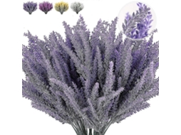 Plantas artificiais para áreas externas, 8 pacotes de flores artificiais de lavanda Slowmoose