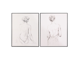 Pintura Home Esprit Mulher Moderno 82,3 X 4,5 X 102,3 Cm (2 Unidades)