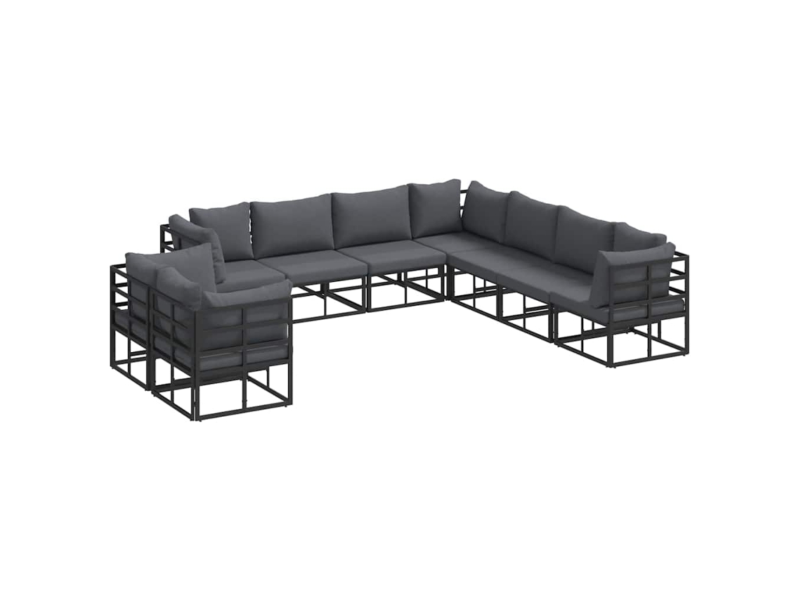 Conjunto 9 Assentos De Jardim Vidaxl Preto Alumínio (283 X 283 X 71 Cm)