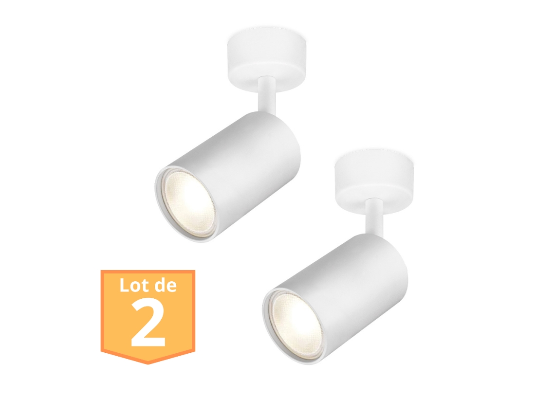 Lote de 2 spots de teto orientáveis brancos GU10 35W
