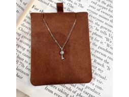 Colar com Pingente de Chave em Formato de Bolha em Prata de Lei 925 : Gargantilha Requintada, Delicada e Elegante. MDUG (ouro Branco)