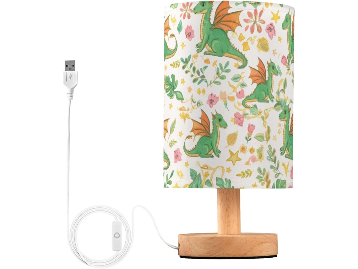 Abajur De Cabeceira Dragões Verdes Com Porta Usb, Sem Necessidade De Lâmpada, Luz Led Quente Para Quarto, Sala De Estar