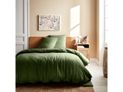 Conjunto De Roupa De Cama Em Gaze De Algodão Caqui