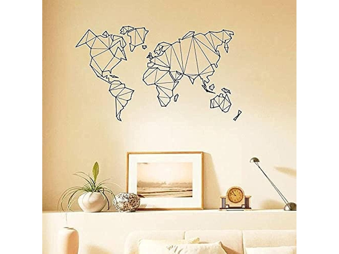 Adesivos de parede com mapa-múndi, arte em vinil de destaque para quarto, sala de estar e decoração de casa, adesivo artístico da Terra, 57x80cm