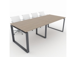 Mesa de Reunião de Casa e de Escritório Estrutura Fechada Cor Cinzento Grafite Tampo de Mesa em Melamina Cor Olmo 240X100 Fabricada em Espanha OFICIT